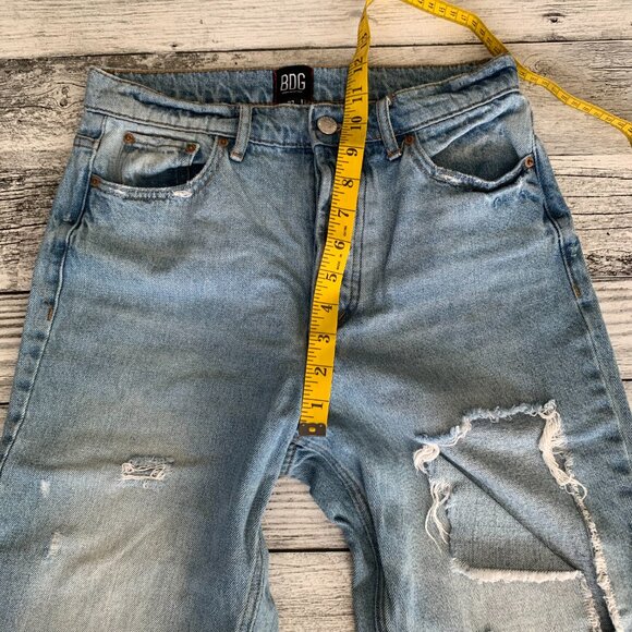 BDG Urban Outfitters Distressed Light Wash Denim High Rise Straight Leg Jeans - Picture 13 of 16